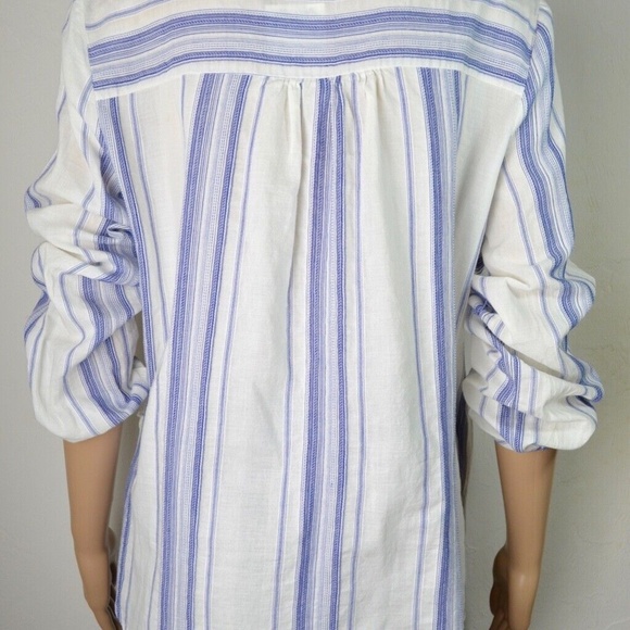 Zara Basic Z1975 Striped Wrap Blue/White Blouse Tank Top Sz S 100% Cotton - Picture 9 of 9